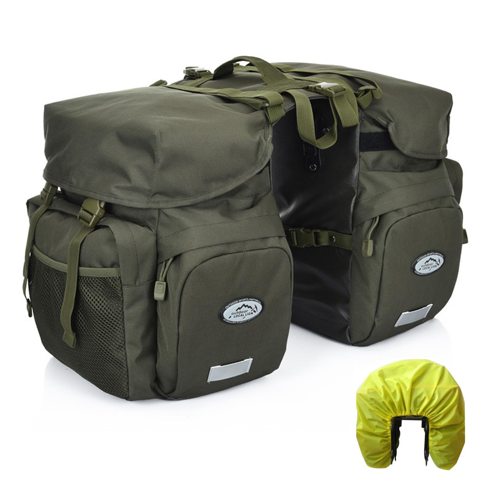 ZTZ?UK Stock? Canvas Cycling Bicycle Bike Pannier Rear Seat Bag Rack Trunk (Waterproof, Roll-Up) Green Size: M,L,XL