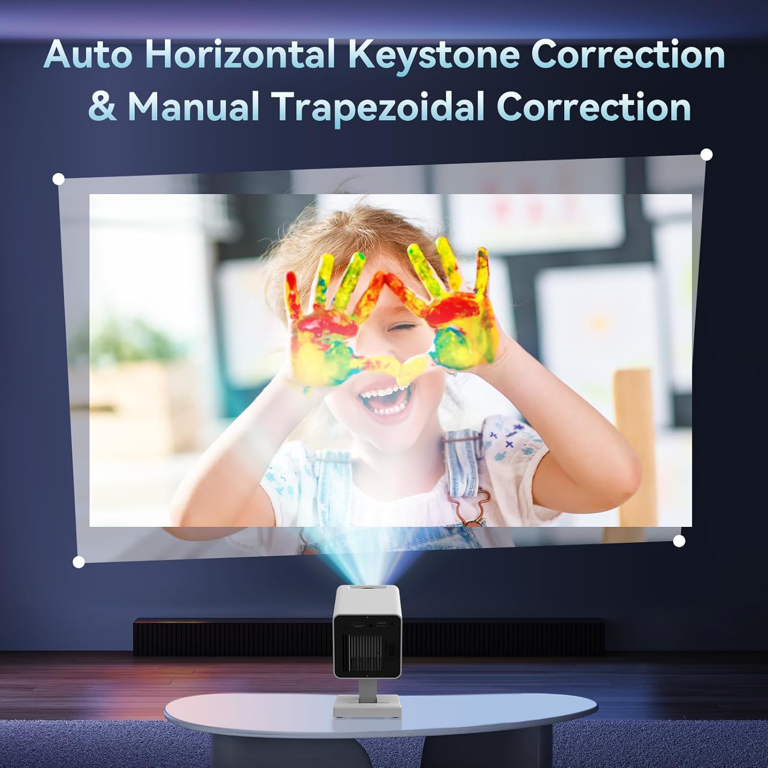 Mini Projector with WIFI 6 and Bluetooth, 4K 1080P Support Portable Projector 200'' Screen Movie Projector Auto Keystone Compatible for Laptop, PC, Smartphone