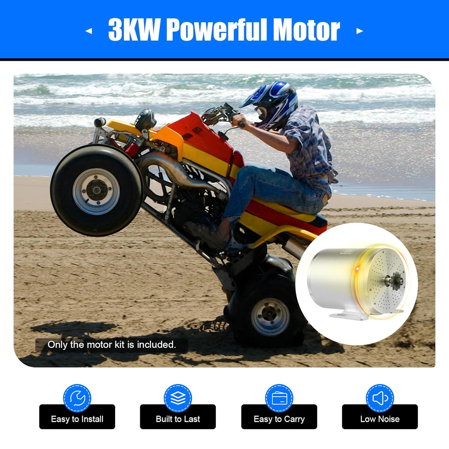 Brushless Motor Kit 72V 3000W, TkkMivcOC High Speed Electric Go Kart Motor Kit with 3 Speed Gears, for DIY Part Scooters Bike Electric Motorcycles, Rated Speed 4900rpm