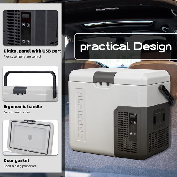 Alpicool K25 25 Liter Portable Car Fridge Freezer 12/24V Car Refrigerator Cooler Box,Electric Mini Fridge Freezer for Camping Campervan, Vehicle, Truck, RV, Boat, Travel, Pinic, -20°C-20°C