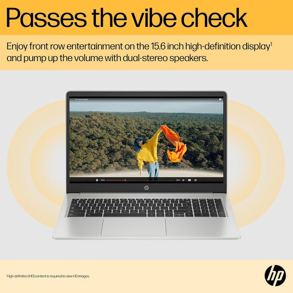 HP Chromebook 14" | Intel Processor N100 Processor| 4 GB RAM | 128 GB Flash Storage | Intel UHD Graphics | HD Display | Up to 12hrs battery | Chrome OS | Dual Speakers | Glacier Silver | 14a-nf0002sa