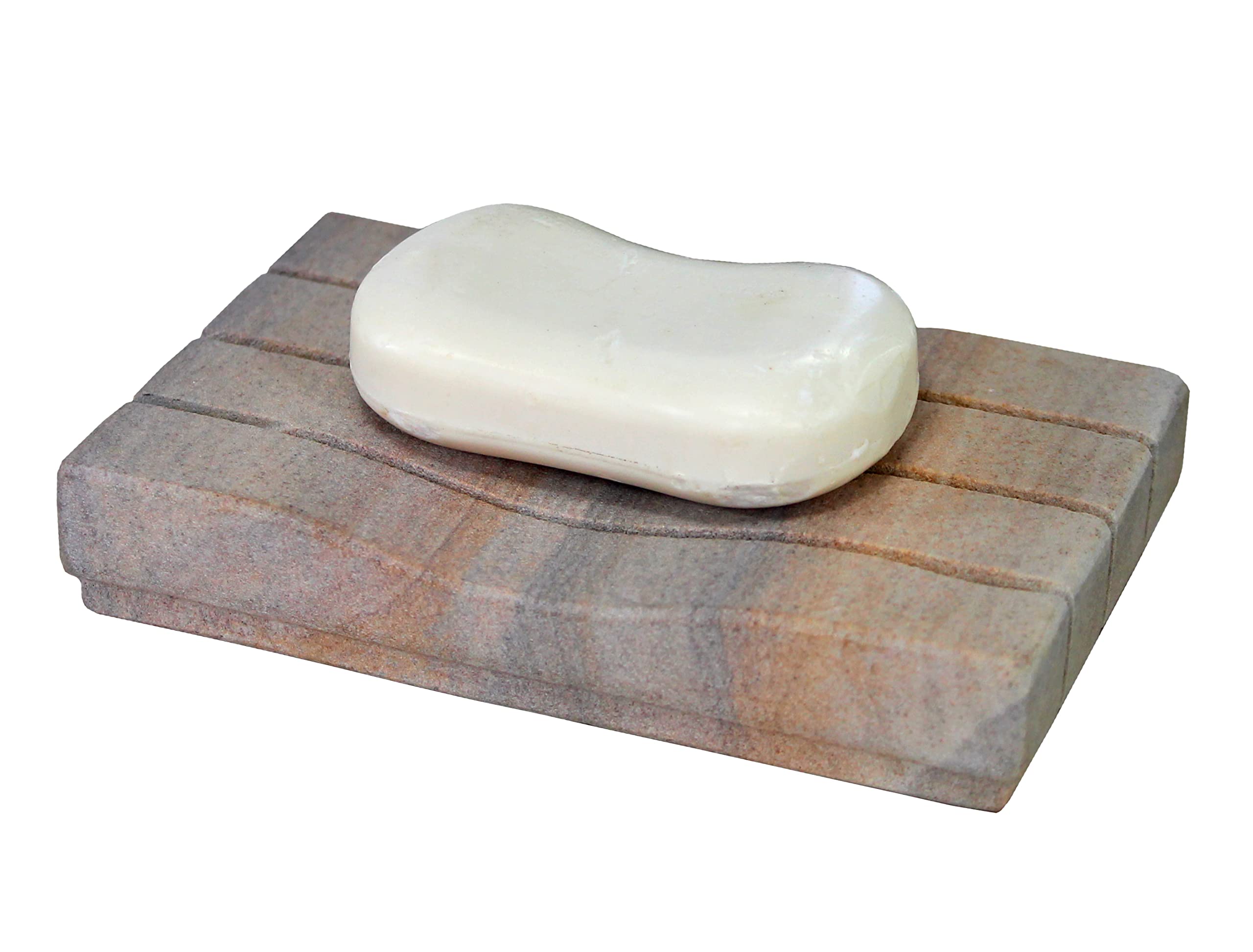 KLEO Natural Stone Water Absorbent & Rigged Soap Dish Soap Holder made of Natural Rainbow Stone - Unique Bath Bathroom Accessories (Horizontally