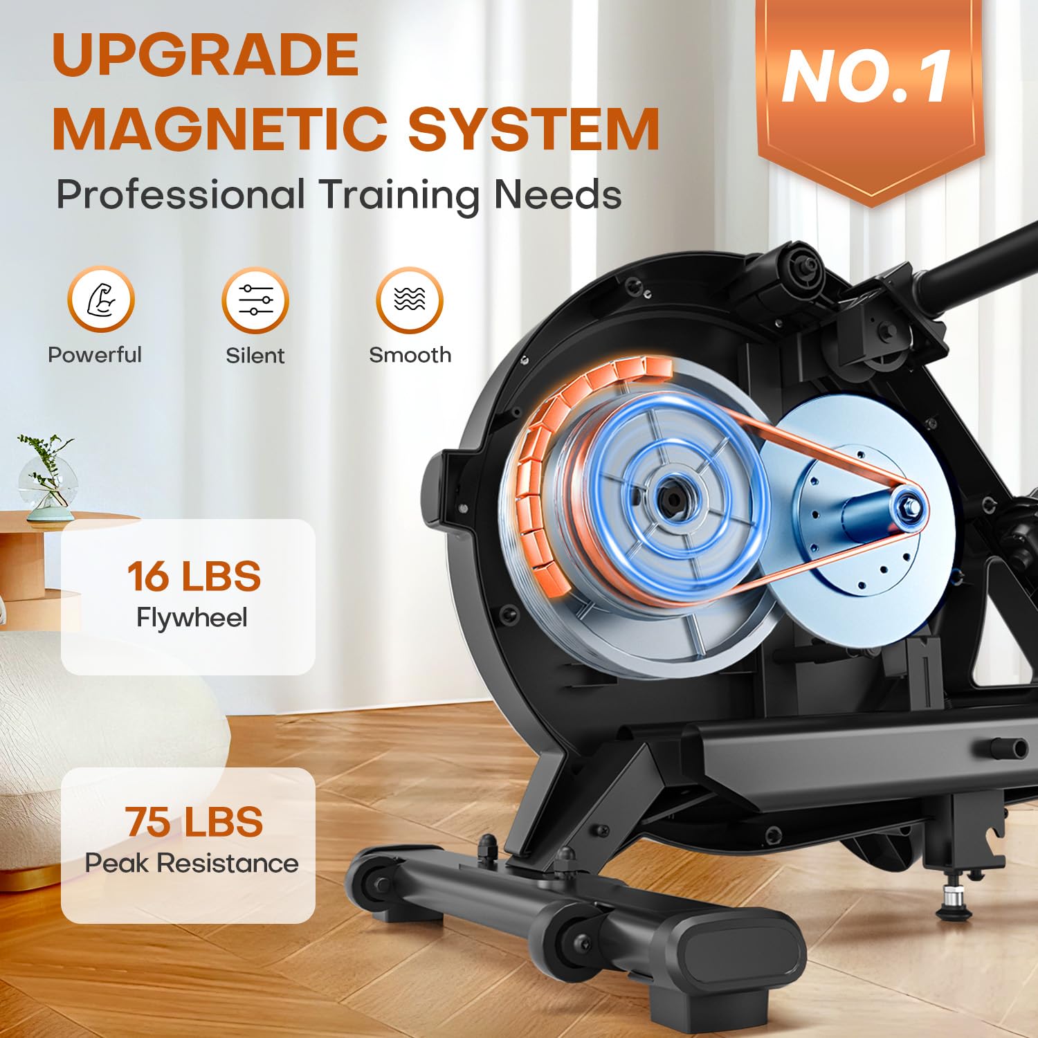 Rowing Machine, DMASUN Upgrade Magnetic Rowing Machines for Home Gym with 16 Levels Quiet Resistance - 350LB Capacity Rower Machine with App Compatible & Comfortable Seat