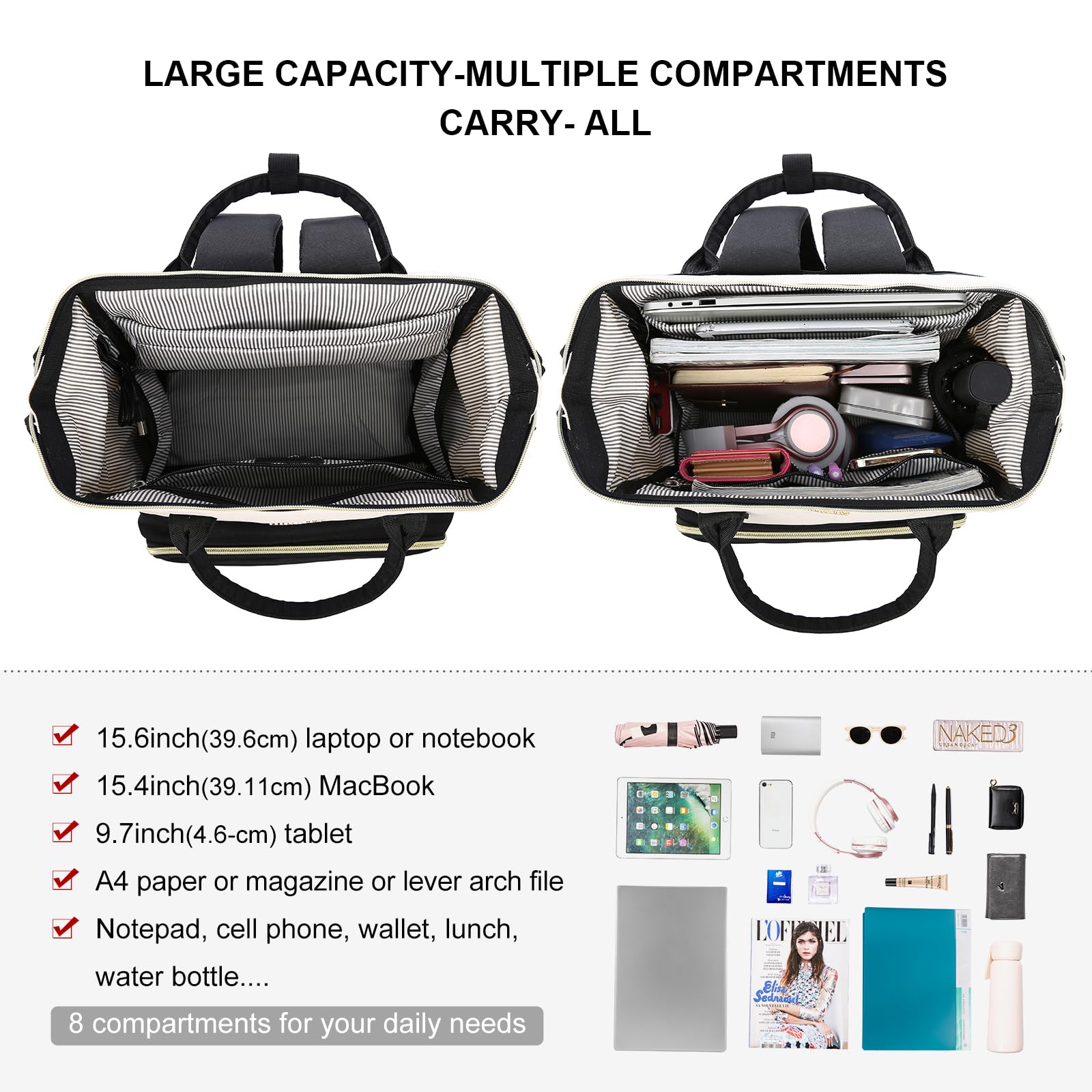 LOVEVOOK Laptop Backpack Women 15.6 inch, Work Bags for Womens, School Computer Bag with USB Port for Business College Travel, Rucksack for Teacher Nurse,BeigeGrey