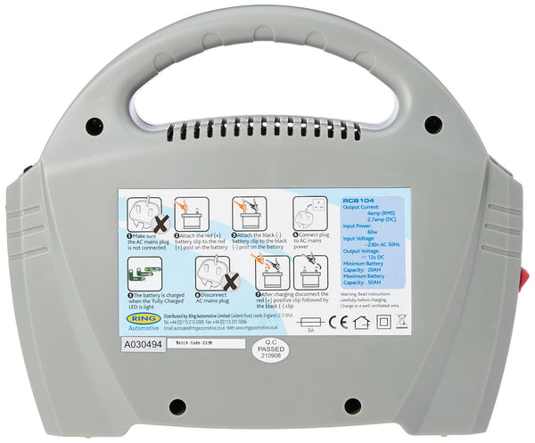 Ring RCB212, 12A Battery Charger, 12V Lead Acid and Gel Batteries, Vehicles up to 3.0L