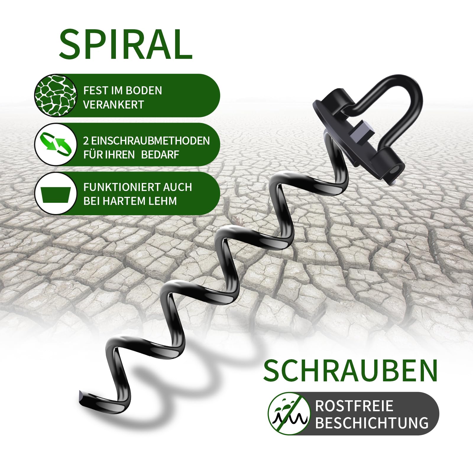 Ground Anchor, Metal Trampoline Anchor Use with Drill, Heavy Duty Earth Anchors for Camping Tents, Sheds, Trampoline, Swings, Pack of 4