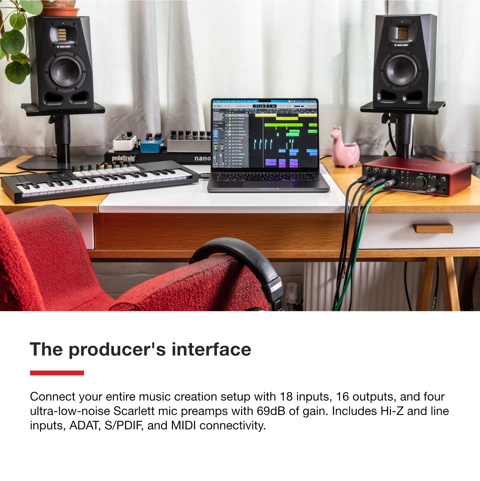 Focusrite Scarlett 2i2 4th Gen USB Audio Interface for Recording, Songwriting, Streaming and Podcasting — High-Fidelity, Studio Quality Recording, and All the Software You Need to Record