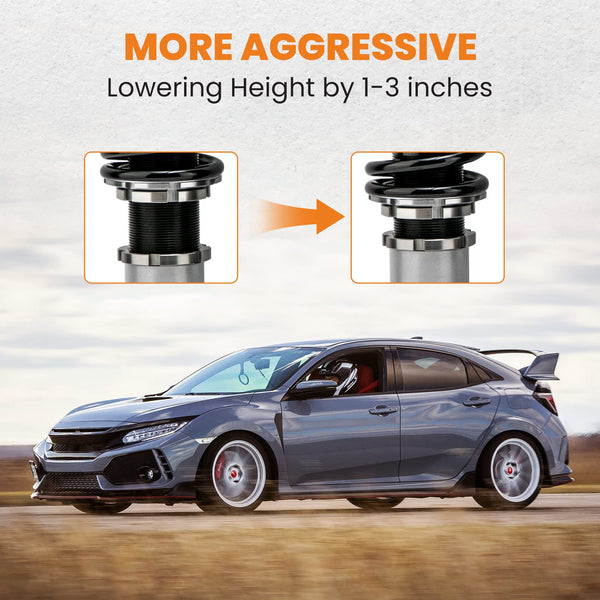 maXpeedingrods Coilover Kits for Civic EK EJ 1996-2000 24 Ways Adjustable Damper Shock Absorber Gray