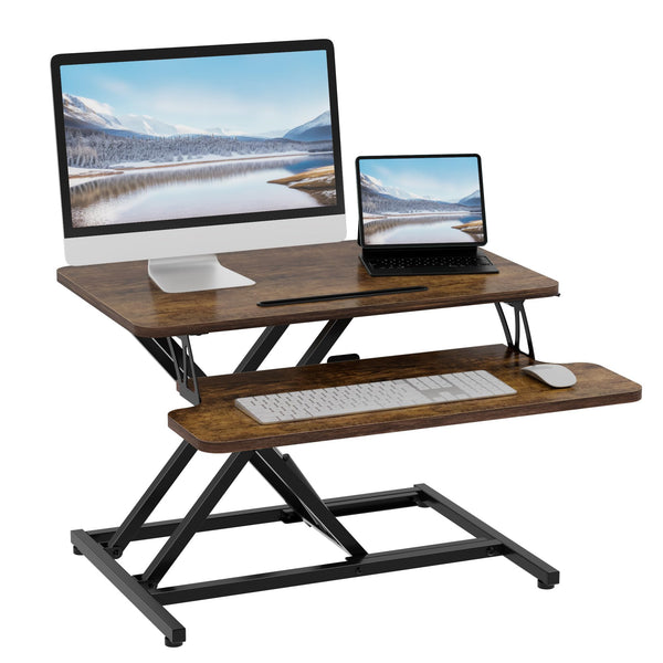 ERGOMAKER Standing Desk Converter, 36"/91cm Wide Height Adjustable Quick Sit to Stand Up Desk Riser for Dual Monitor