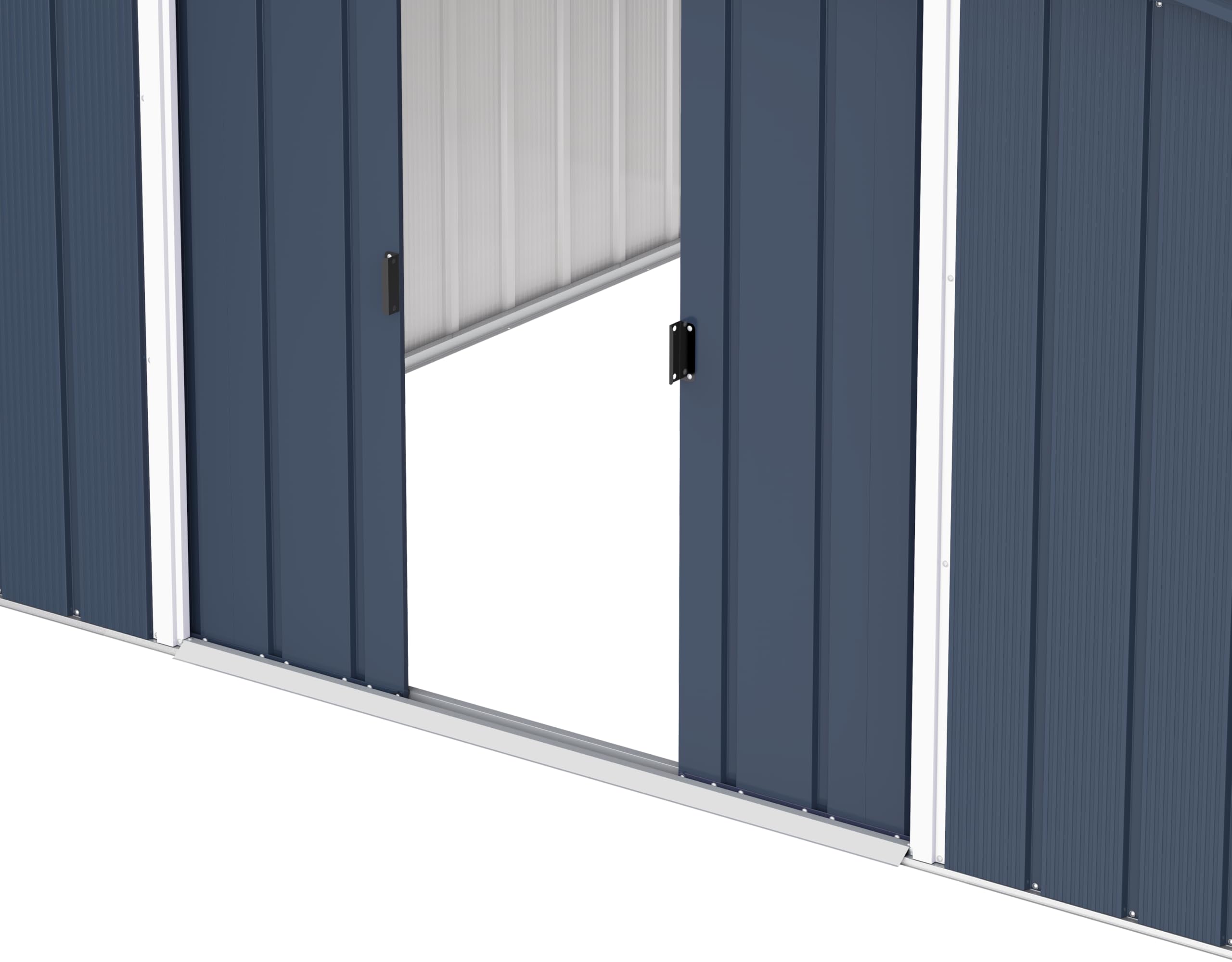 Duramax ECO 8 x 8 (6.35 m2) Metal Garden Storage Shed, Hot-Dipped Galvanized Metal Garden Shed, Tool Storage Shed, Strong Reinforced Roof Structure, Maintenance-Free Metal Shed, Anthracite