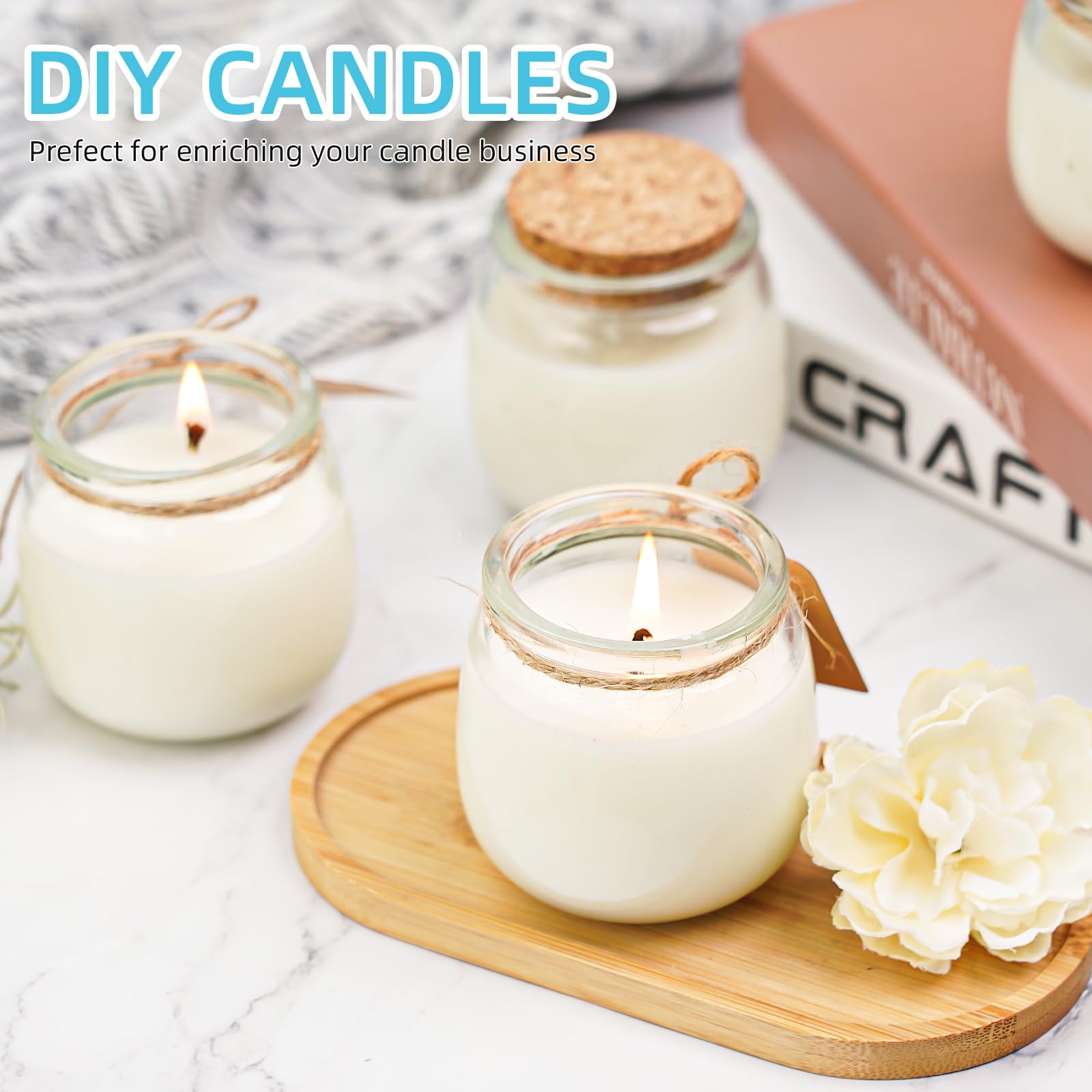 Absovetu 40 Pack Small Glass Jars with Lids and Labels 200ml/7 oz - Candle Jars Mason Jar for Overnight Oats Jam Jar for Wedding Christmas DIY Gifts