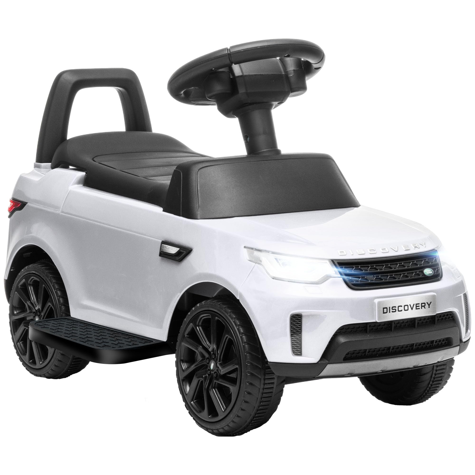 AIYAPLAY Land Rover Licensed 6V Kids Electric Ride On Car, 2-in-1 Sliding Car, Battery Powered Car with Headlights, Music, Horn, for 18-60 Months, White