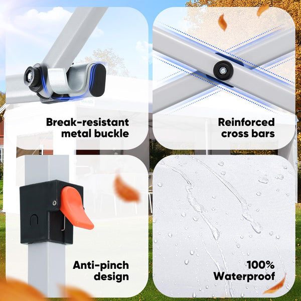 Quictent Pop Up Canopy Gazebo with Removable Sidewalls, Adjustable Height Event Shelter, 3x3m (10x10ft) Portable Tent for Garden Party, Camping, White