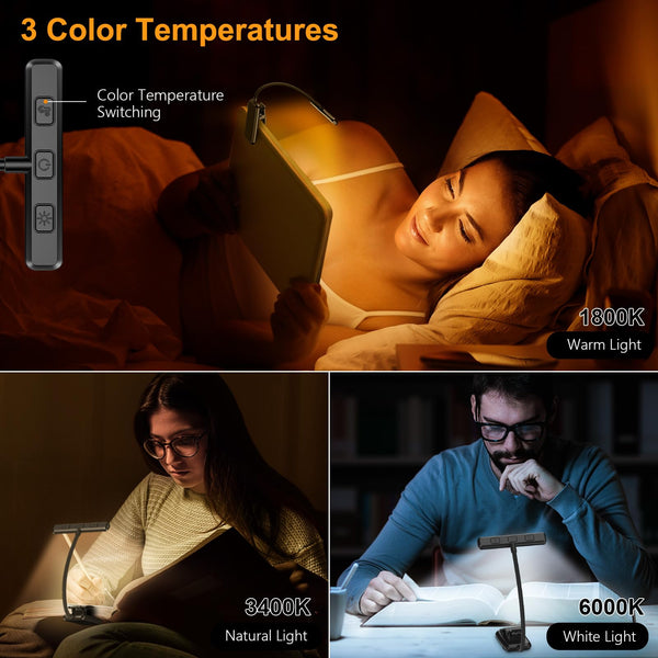 Gritin 19 LED Book Light, Reading Light Book Lamp for Reading at Night with Memory Function, 3 Eye-Protecting Modes -Stepless Dimming, Long Battery Life, 360° Flexible Lamp for Bed,Tablet
