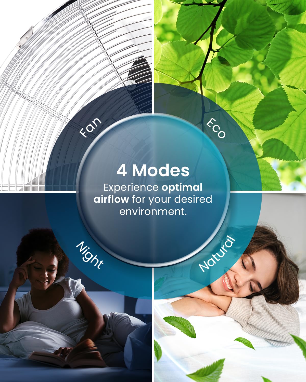 Pro Breeze Bladeless Tower Fan Quiet & Portable with Remote Control, 90° Oscillation, 15h Timer, 4 Modes, 3 Speeds - Powerful Electric 45W Motor Standing Air Circulator for Bedroom & Office