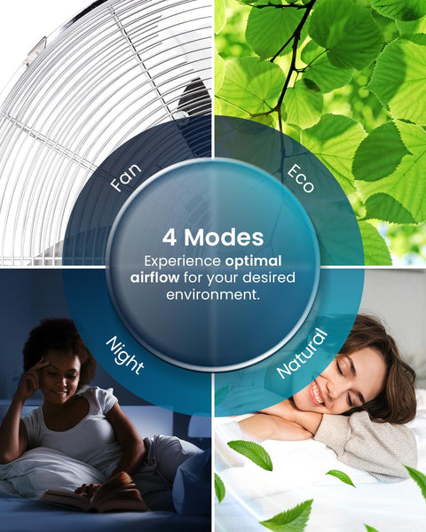 Pro Breeze Bladeless Tower Fan Quiet & Portable with Remote Control, 90° Oscillation, 15h Timer, 4 Modes, 3 Speeds - Powerful Electric 45W Motor Standing Air Circulator for Bedroom & Office