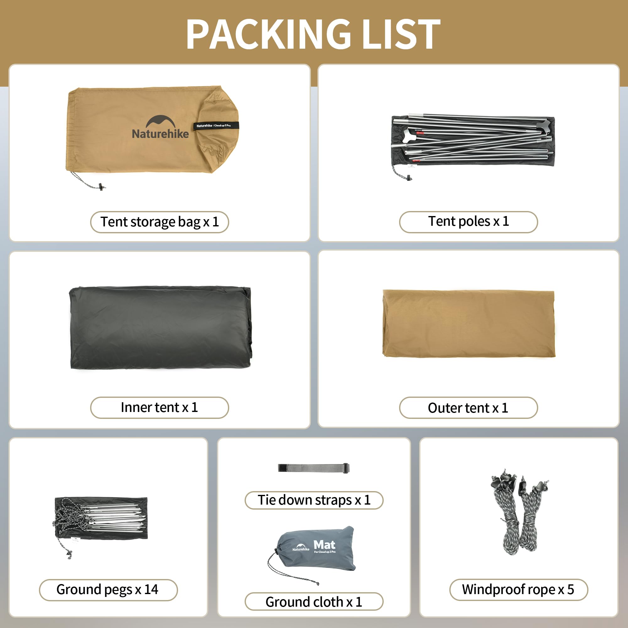 Naturehike Cloud up 2 Camping Tent 2 Man Backpacking Tent 3-4 Season Wild Country Tent Lightweight Dome Tent