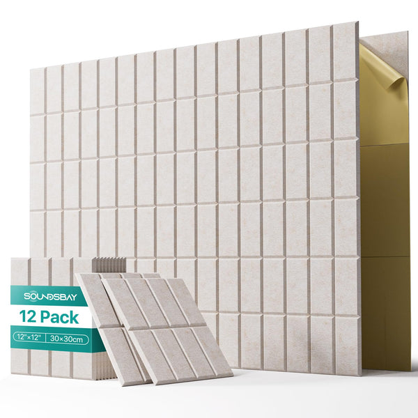 Soundsbay Soundproofing Panels, 12 Pack Acoustic Wall Panels Self-adhesive, 30x30x0.9cm Acoustic Panels for Walls, Ceiling, Home Office