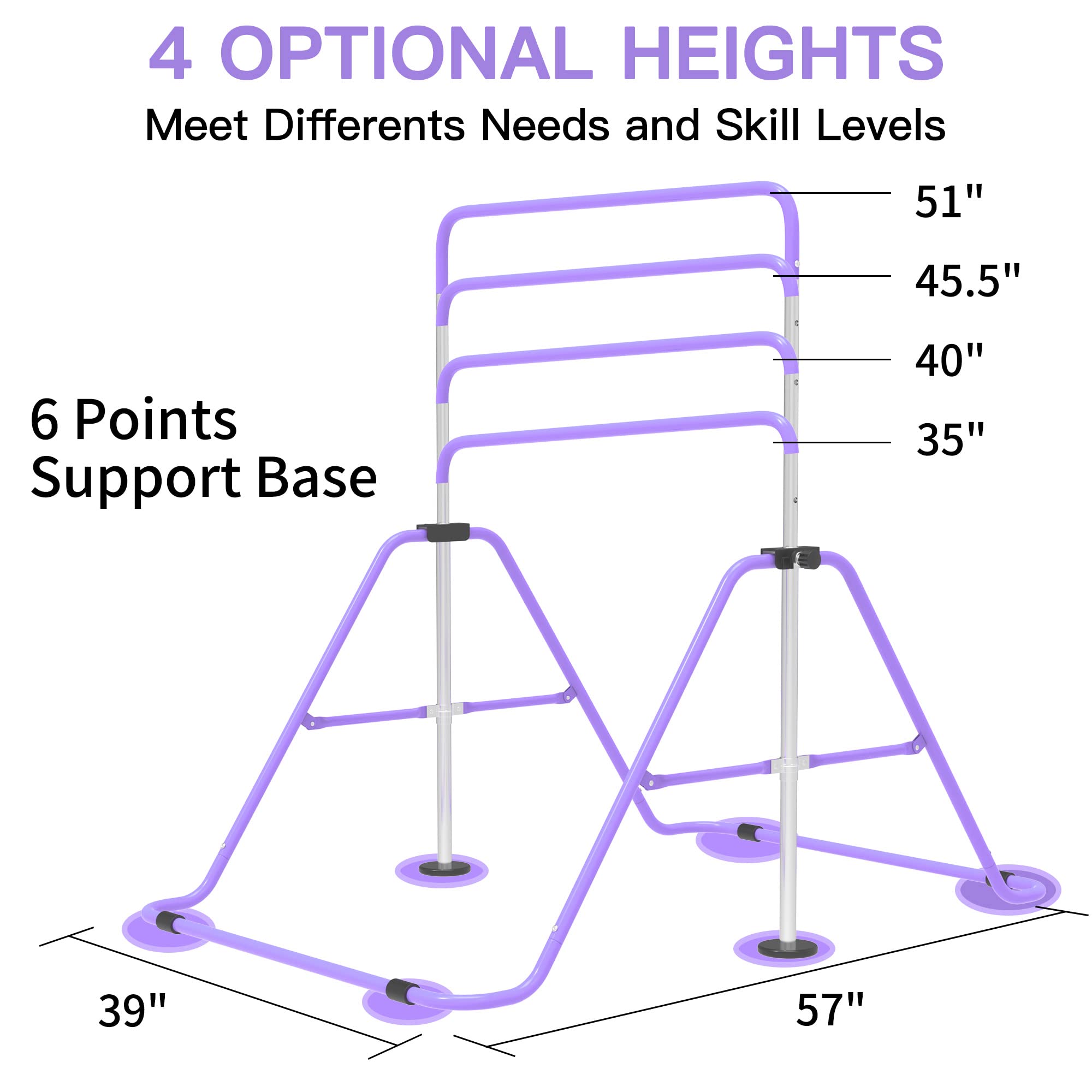 EVERYMILE Gymnastics Bars, Junior Training Kip Bar Gymnastics Equipment for Home,Adjustable Height Folding Horizontal Bar with Gymnastic Rings
