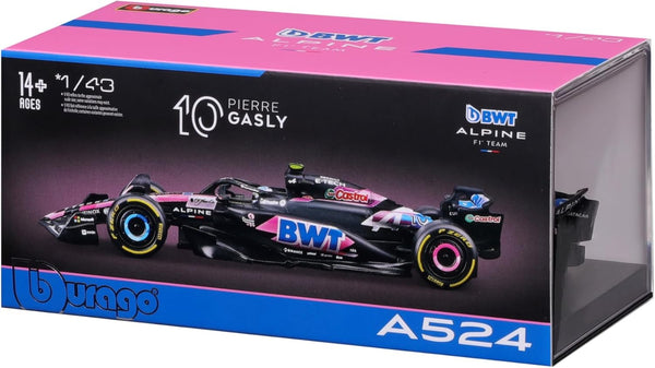 Bburago 1:43 2024 Race BWT Alpine F1 Team A524 with Helmet Gasly #10