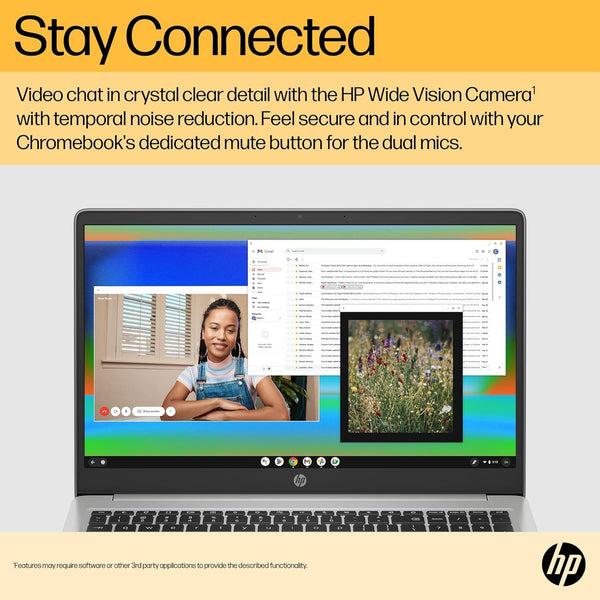 HP Chromebook 14" | Intel Processor N100 Processor| 4 GB RAM | 128 GB Flash Storage | Intel UHD Graphics | HD Display | Up to 12hrs battery | Chrome OS | Dual Speakers | Glacier Silver | 14a-nf0002sa