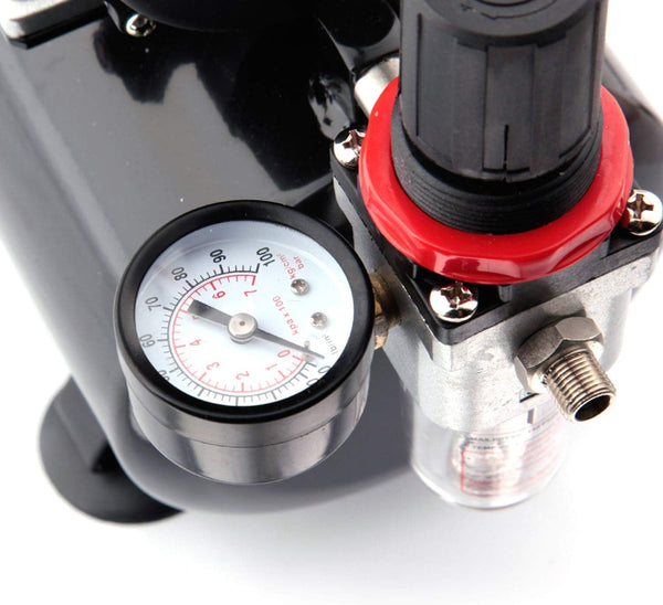 Fengda Airbrush Mini Compressor FD-186 with Powerful Constant Working Pressure/Strong Airflow/3L Air Tank, Regulator, Moisture trap for hobby, food decoration, body tattoo, graphic and so on
