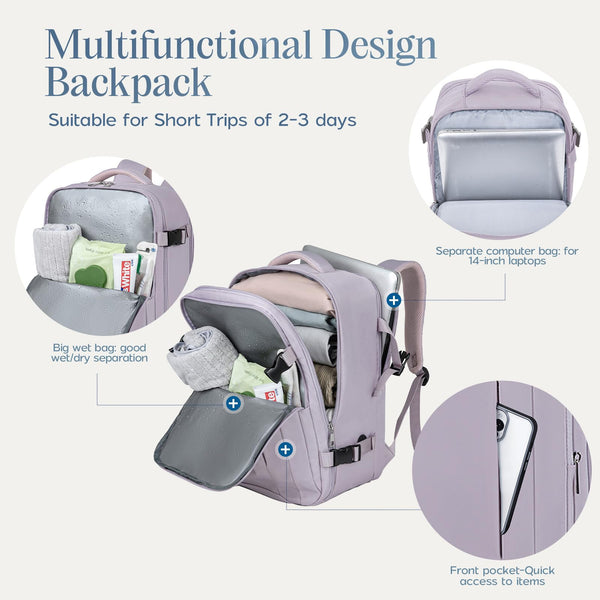 Xkdoai for Ryanair Cabin Bags 40x20x25, Travel Backpack with TSA Approved Clear Bag, Travel Bag Underseat Carry-ons Hand Luggage Bag for Travelling Casual Daypack for Ryan Air Plane