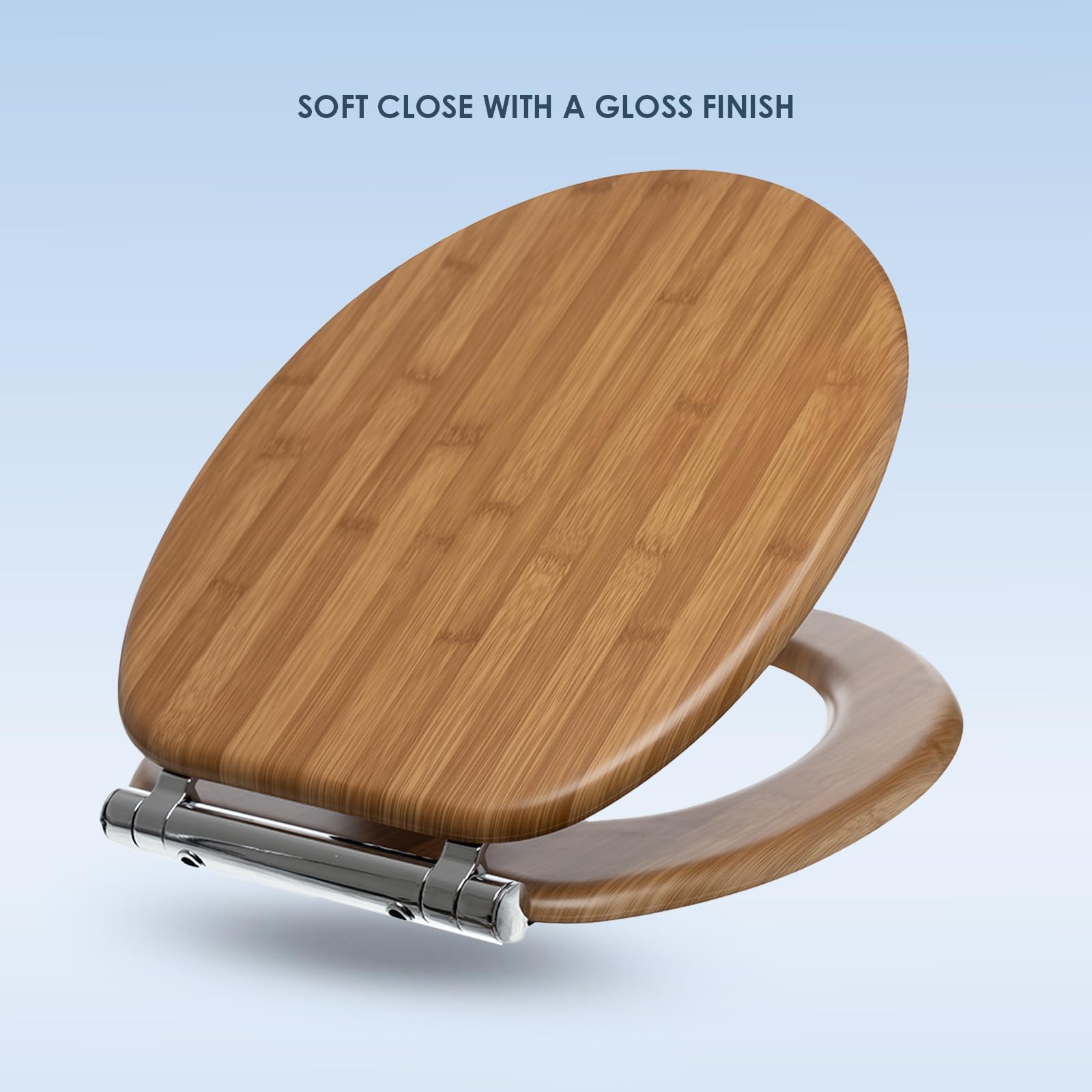 AQUALONA® Luxury Soft Close Toilet Seat - Moulded Wood - Stainless Steel Slow Close Hinges - Click, Lift & Clean Technology (Bamboo Toilet Seat)