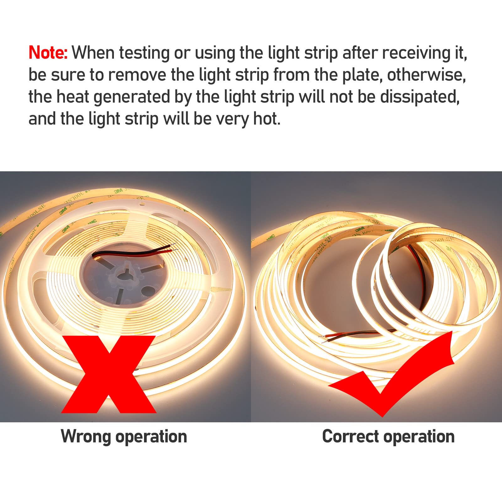 GOMING 32.8ft(10M) 24V Double Row COB LED Strip Light Warm White 3000K 6000LEDs CRI 93+ 20000lm Uniform Glow Dotless Not Waterproof IP20 Flexible LED