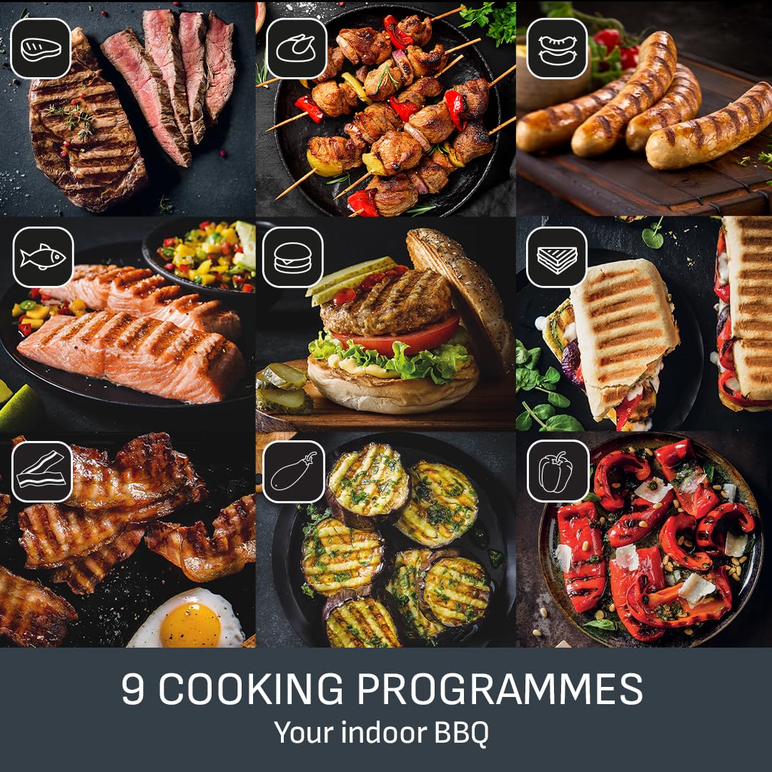 Tefal GC722D40 Optigrill Plus X-Large Grill with 9 Automatic Settings and Cooking Sensor, Non Stick Removable Plates, Automatic Settings and Cooking Sensor, Stainless Steel, Xl