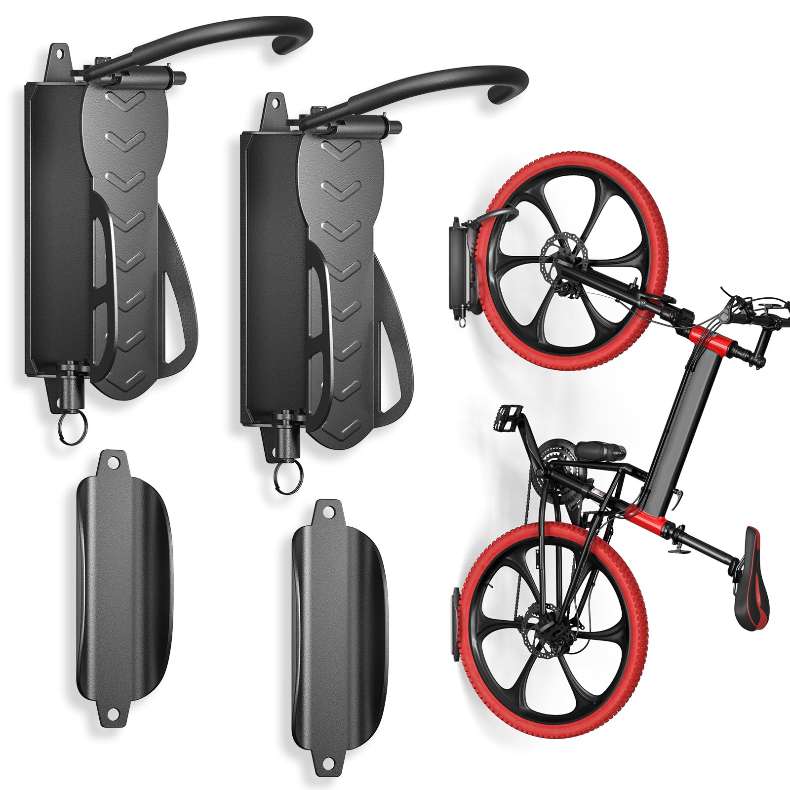 WELDUN Bike Wall Mount, Bike Hanger Rack, Swivelling Bike Holder, Vertical Bicycle Storage Rack for Garage and Indoor Use, Load Capacity 30kg