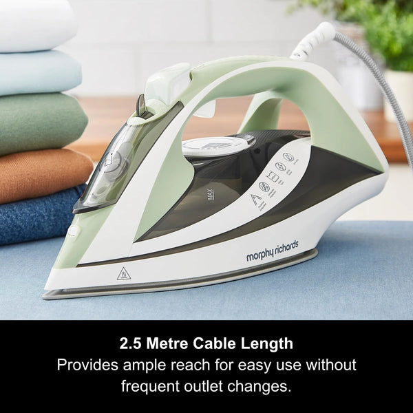 Morphy Richards Steamflow Turbo Steam Iron, Non Stick Ceramic Soleplate, 35g Output, Temperature Controls, Anti-Scale and Drip, 450ml Water Tank, 2.5M