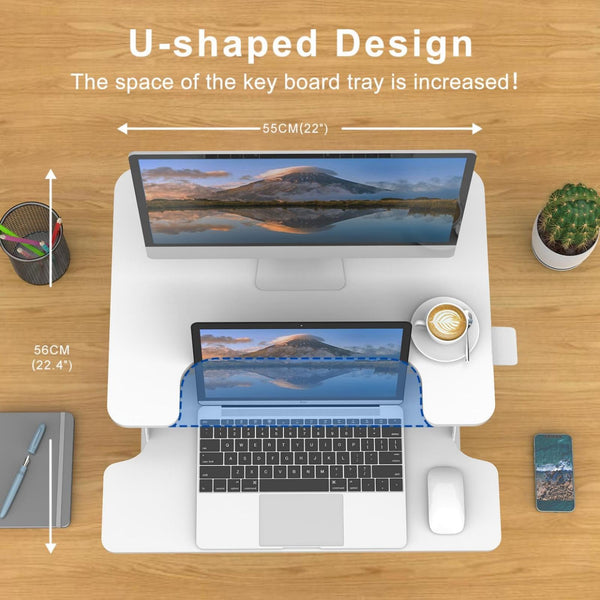 ERGOMAKER Standing Desk Converter, 36"/91cm Wide Height Adjustable Quick Sit to Stand Up Desk Riser for Dual Monitor
