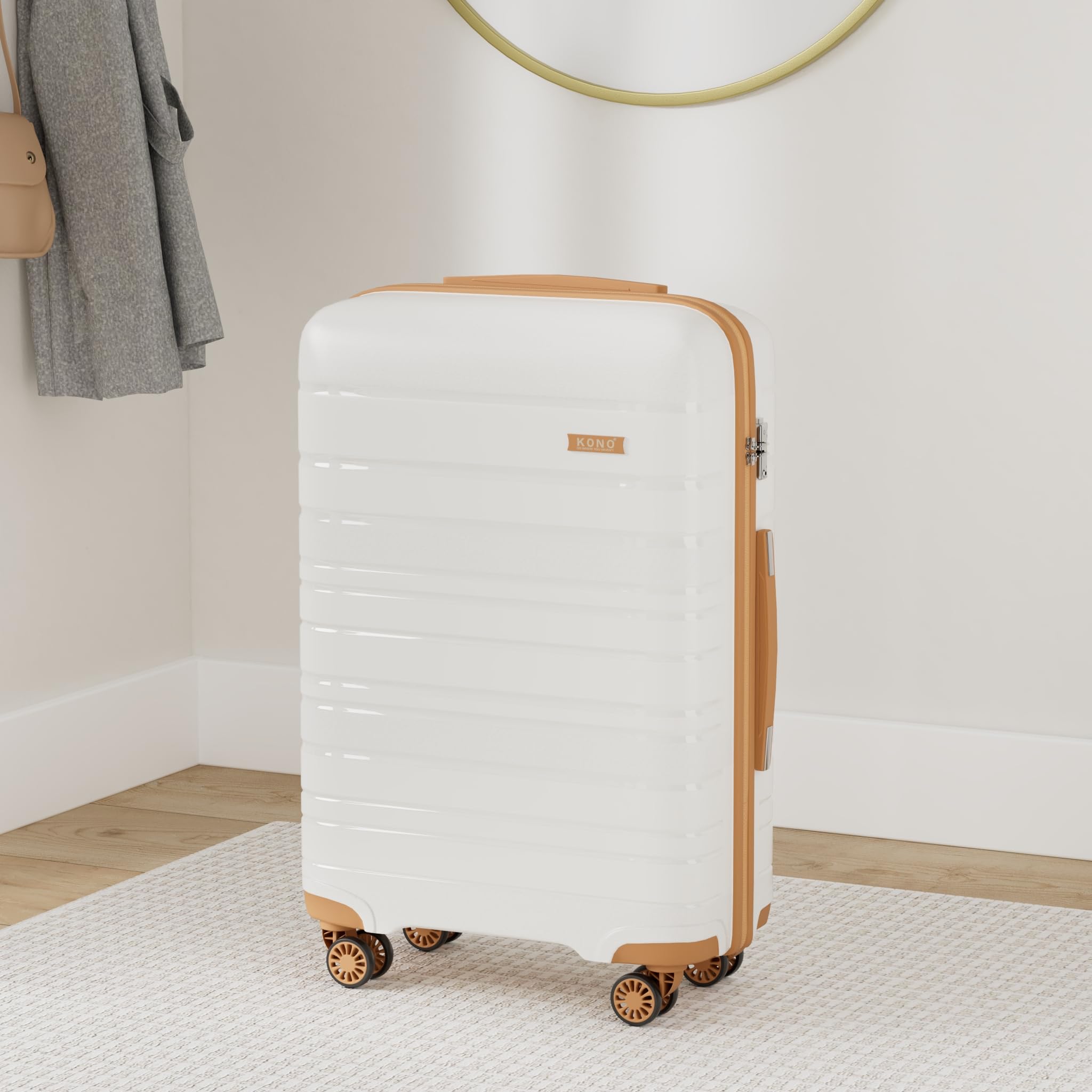 Kono Lightweight Suitcase Hand Luggage Polypropylene Hard Shell Travel Trolley