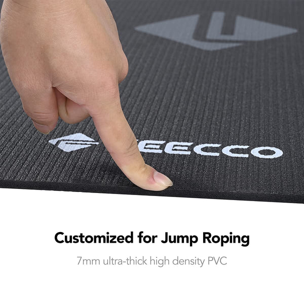 FEECCO Jump Rope Mat, High-Density PVC Skipping Rope Mat, Ultra-Thick for Super Comfort