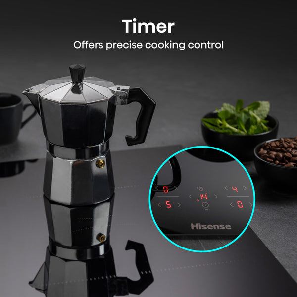 Hisense E6432C Built-in 60cm Electric Ceramic Hob with Child Lock, Touch control, Timer Function - Black 7200W, 20 x 24 x 2 inches (L x W x H)