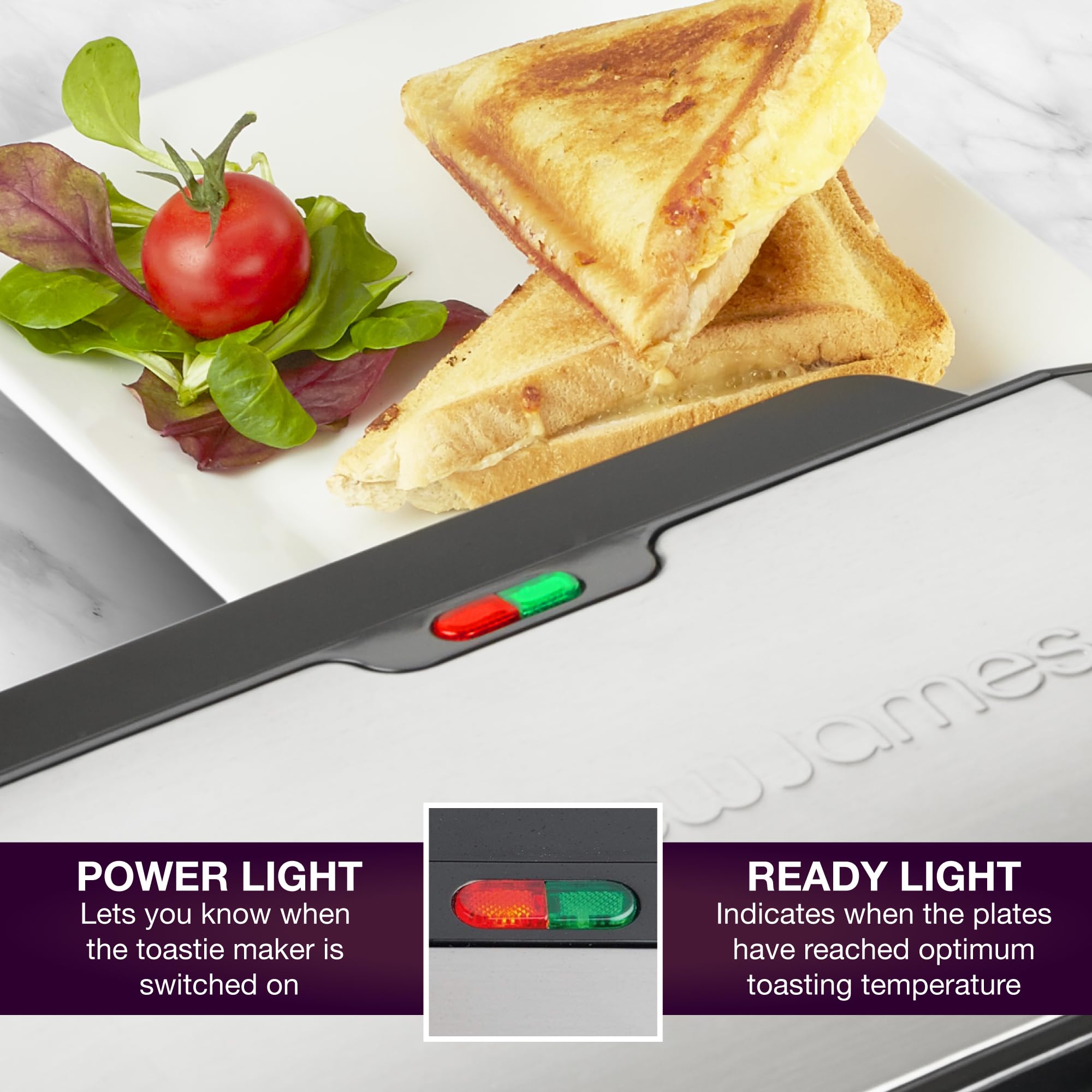 Andrew James Electric Deep Fill Toasted Sandwich Maker Grill, 4 Slice Triangle Press with Cool Touch Handle, Non-Stick Plates for Thick Cheese