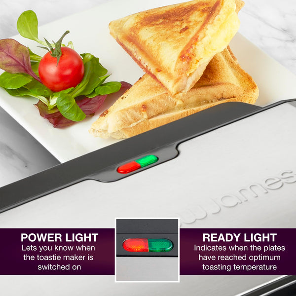 Andrew James Electric Deep Fill Toasted Sandwich Maker Grill, 4 Slice Triangle Press with Cool Touch Handle, Non-Stick Plates for Thick Cheese