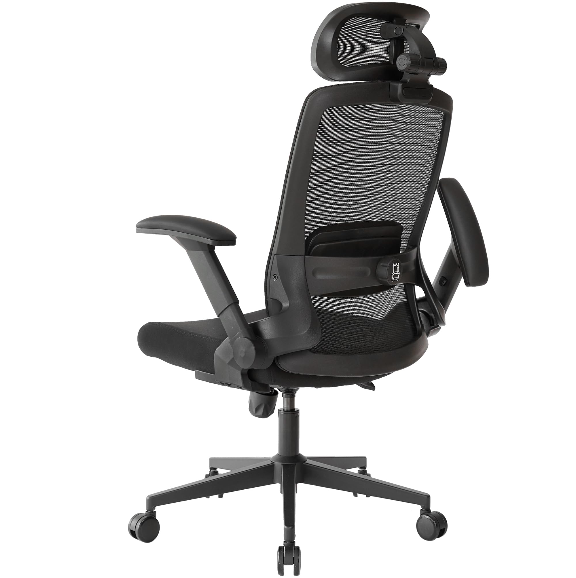 Realm of Thrones CAPTAIN Ergonomic Office Chair for Home, Heavy Duty Steel Base, Versatile Flip-up Armrests, Adjustable Lumbar Support, Mesh Back Comfort Cushion Seat for Computer Desk/Gaming (Black)