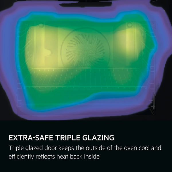 AEG 3000 Series Surroundcook Integrated Oven BEX335011B, 72L Multilevel Cooking, Turbo Grill, Defrost, Led Display, XL Baking Tray, Aqua Clean, Built-in Oven 590x560x550mm, Class A+++ Black