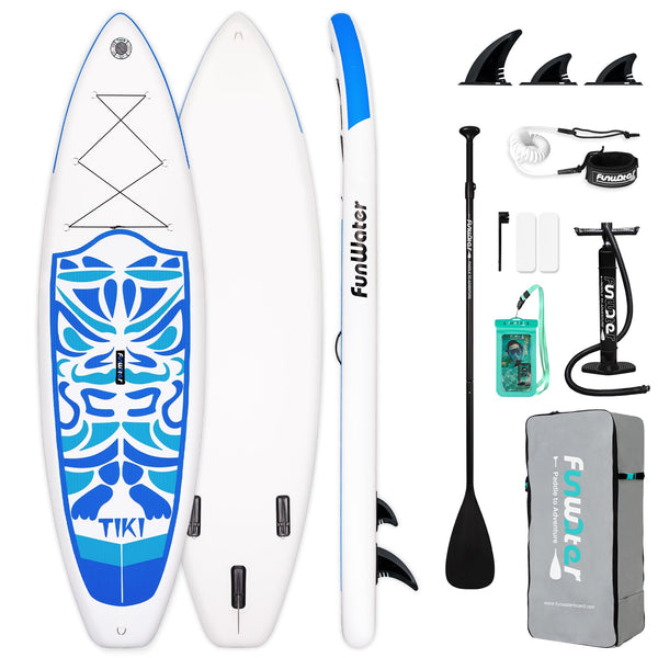 FunWater Inflatable Stand UP Paddle Board Ultra-Light Green Pink Everything Included ISUP, Adj Paddle, Pump, SUP Backpack, Leash, Waterproof Bag, Non-Slip Deckpad Youth