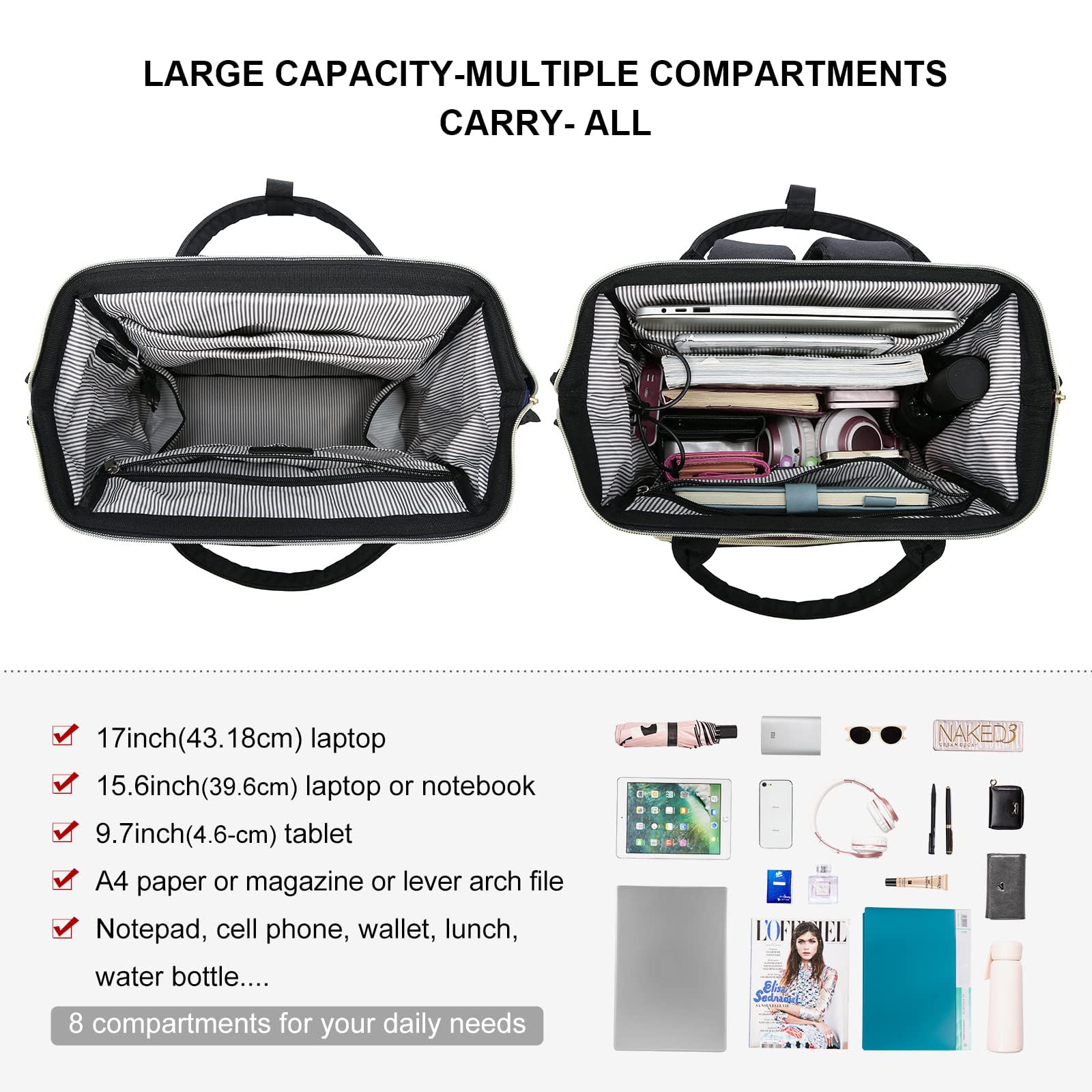 LOVEVOOK Laptop Backpack Women 15.6 inch, Work Bags for Womens, School Computer Bag with USB Port for Business College Travel, Rucksack for Teacher Nurse,BeigeGrey