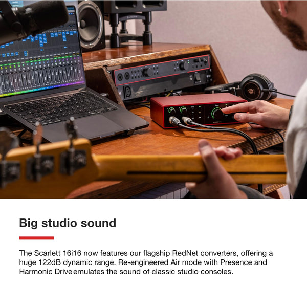 Focusrite Scarlett 2i2 4th Gen USB Audio Interface for Recording, Songwriting, Streaming and Podcasting — High-Fidelity, Studio Quality Recording, and All the Software You Need to Record