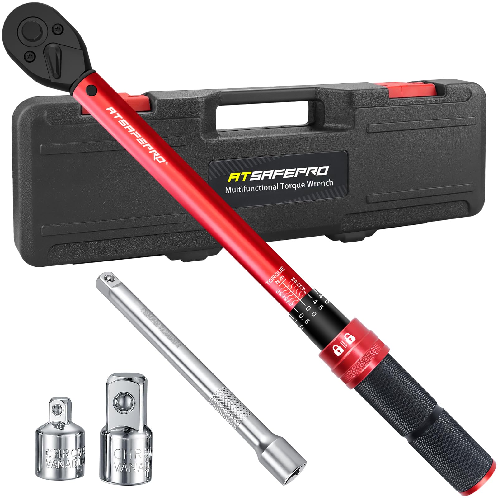 ATsafepro Torque Wrench 3/4 Inch, 100-600 Nm Torque Wrenchs, ±3% Error Accuracy with 48 Teeth Dual-Direction Adjustable for Repair of Car, Truck, Tractor