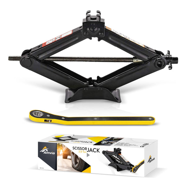 Car Jack Kit | Scissor Jack for Car 1.5 Ton (3,300 lbs) - Tire Jack Tool Kit | Portable, Ideal for SUV and Auto - Universal Emergency Kit with Lug Wrench | Heavy Duty Material