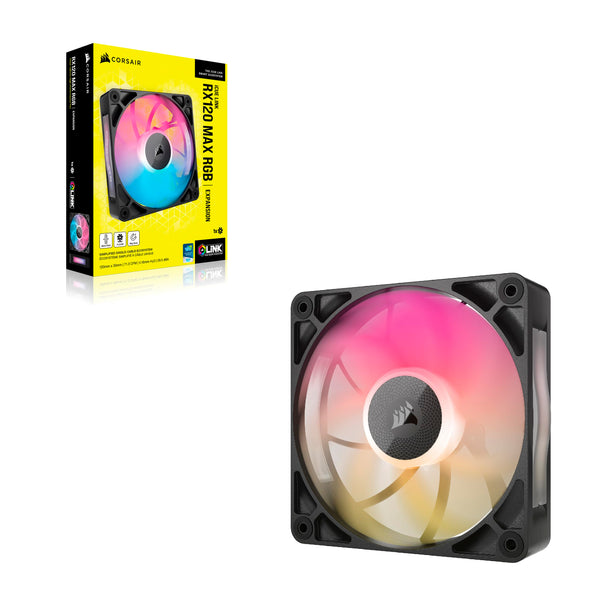 CORSAIR iCUE LINK RX120 MAX RGB 120mm PWM Thick Fans with iCUE LINK System Hub – High-Static Pressure – Magnetic Dome Bearing – Triple Pack – White