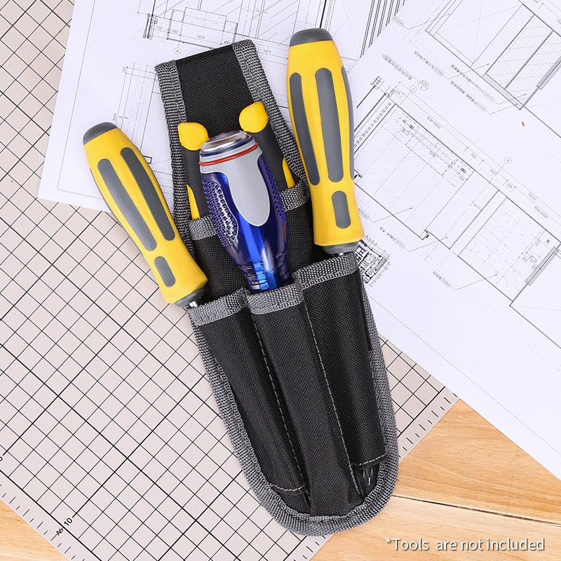 WINHUNT Tool Belt Pouch, Electrician Pouch 18 Pocket with Adjustable Nylon Belt 15x4x22cm Black (18 Pockets)