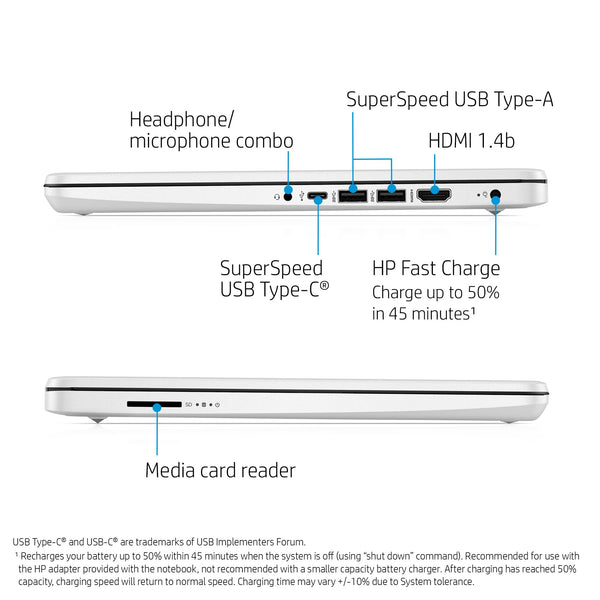 HP Stream 14" Laptop, Intel N4120 Processor, 4 GB RAM, 64 GB eMMC, Intel UHD Graphics, HD Display, Dual Speakers, Microsoft 365 Personal 12 month included, Win 11, Jet Black, 14s-dq0000sa