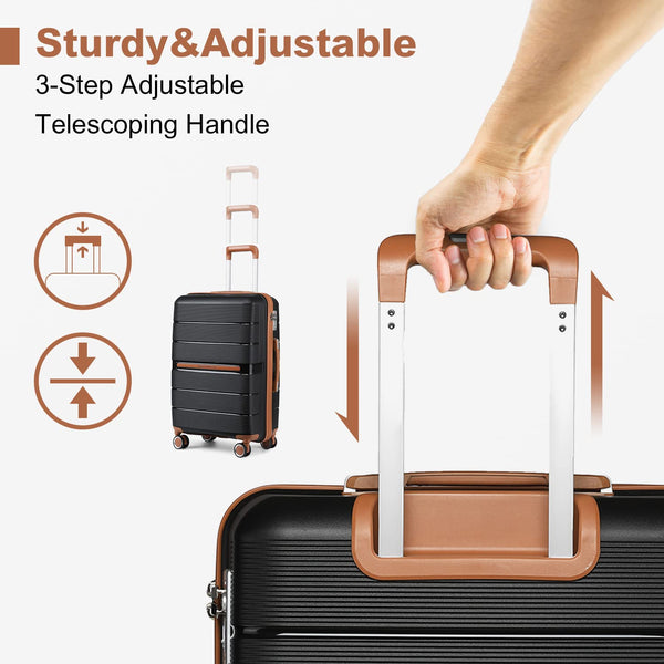 British Traveller 24" Medium Suitcase Lightweight Polypropylene Hard Shell Luggage Hold Check in Suitcase with 4 Wheels and Built-in TSA Lock(Navy, 66cm 60L)