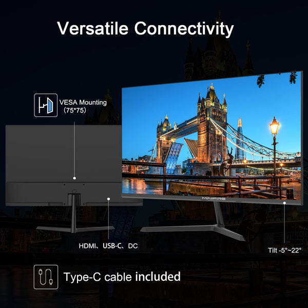Minifire 27 Inch Gaming Monitor, 180Hz, Curved Gaming Monitor, Built in Speaker, Crosshair, 1Ms, sRGB130%, FHD 1080P Computer Screen, VESA Compatible, Eye Care Adaptive Sync HDMI＆DP Prots （MFG27C1 ）